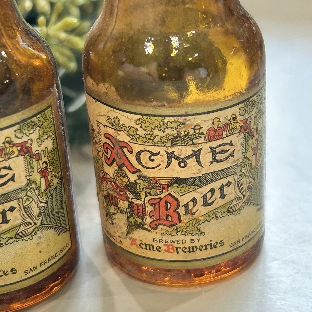 Vintage ACME Beer‎ Miniature Salt And Pepper Shakers Los Angeles/San Fran, CA